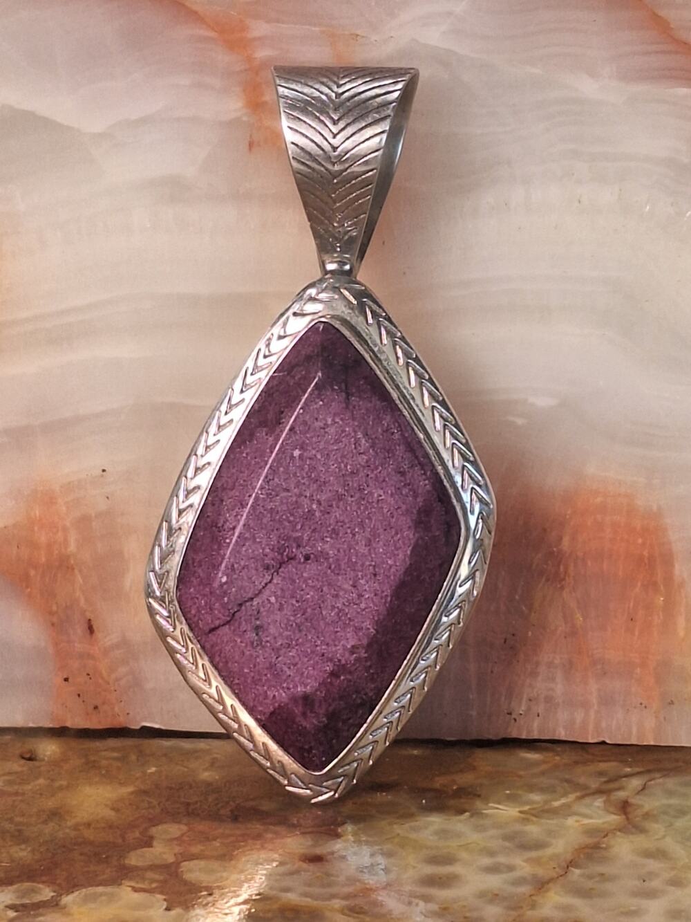 Jay King DTR Sugilite Sterling Silver Large Pendant Chevron Bail Purple- 925